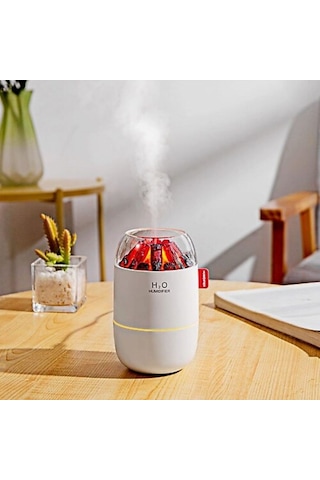 Buffer Ahşap Odun Ateşi Tasarımlı 280 Ml Ultrasonik Hava Nemlendirici & Aroma Difüzör Soğuk Buhar Makinesi, Led Işıkl