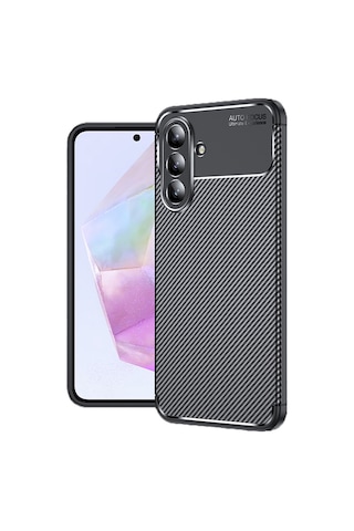 Adige Samsung Uyumlu Galaxy A37 Kılıf Negro Karbon Desen Silikon