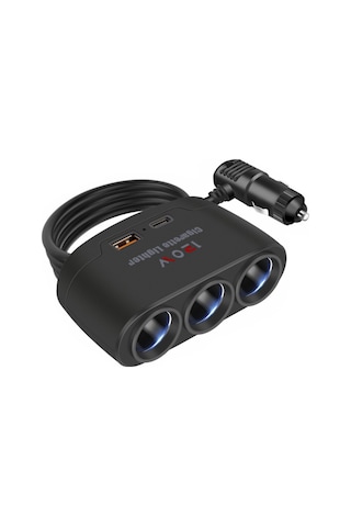 3'ü 1 Arada Araba Çakmak Fişi Ayırıcı 120w Usb+pd Hızlı Şarj Adaptörü 3 Soketli Güç Ayırıcı 12-24v Araba Kamyon Suv İçin