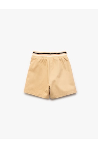 Koton Pamuklu Gabardin Yüksek Bel Çizgili Pileli Şort Etek Bej 5skg40137aw Ekru