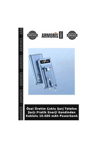 Özel Üretim Çoklu Şarj Telefon Şarjı Pratik Enerji Kendinden Kablolu 10.000 Mah Powerbank Çok Renkli
