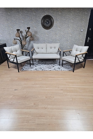 Siyah Boyalı Bahçe - Balkon - Mutfak Çay Seti Takımı Bahçe Koltuk 001
