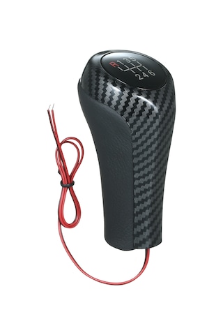 Xindoker Bmw İçin Karbon Desenli 6 Vitesli Işıklı Manuel Vites Çubuğu - Kırmızı Yazı Kırmızı