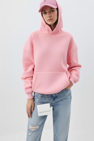 Uyguntarz Unisex Yumuşak Dokulu Düz 3 İplik Oversize Sweatshirt Sade Ve Modern Görünüm Pembe