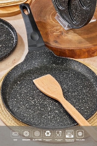 Polochef Granit Döküm Krep Ve Gözleme Tavası 26 Cm Siyah