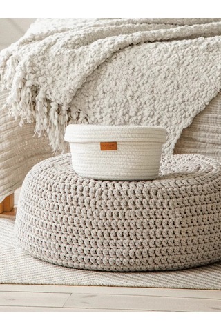 Sl Home Kapaklı Örgülü Depolama Sepeti 204507814 Beyaz
