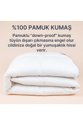 Gold 90 Premium%90 Kaz Tüyü Yorgan, 195x215cm Çift Kişilik Ultra Konforlu, Sıcak Ve Hafif, Down Proof Kumaş Çok Renkli