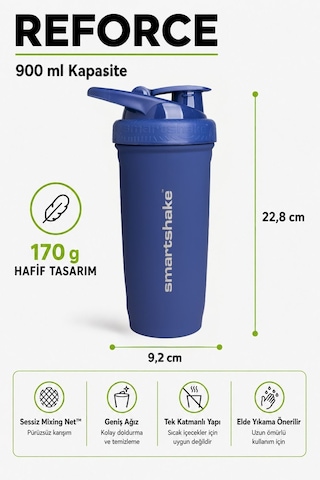 Smartshake Reforce Paslanmaz Çelik Serisi 900 Ml Navy Mavi Protein Shaker