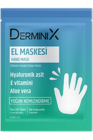 Derminix Aloe Vera Özlü Hyaluronik Asit & Vitamini E İçerikli Nemlendirici El Maskesi 2'li