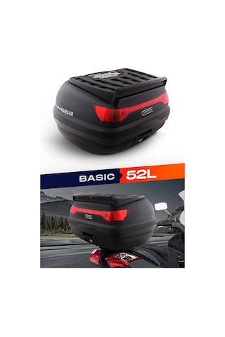 Wogen 52 Litre Motosiklet Arka Çantası Üst Bagaj Basic Siyah Tek Renk