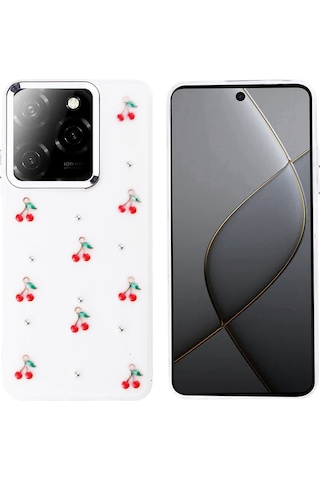 Zore Tecno Spark 20 Pro 5g Kılıf Airbag Tasarımlı Simli Şeffaf Msra Kutup Kapak - Kiraz Kiraz