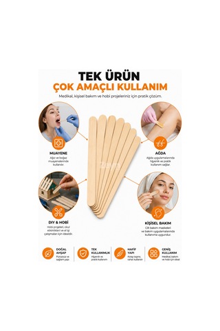 Sade Ahşap Dil Çubuğu 50 Adet Tek Kullanımlık Abeslang Medikal, Ağda Ve Hobi Kullanımı