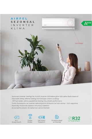 Airfel LTXM35N 12000 BTU R32 Inverter Duvar Tipi Klima