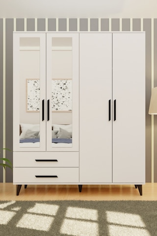 Gm 070-b Novado Siyah Kulplu Ayaklı Aynalı Gardırop