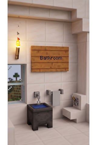 Minecraft Temalı Bathroom Ahşap Duvar Tabelası Dekoratif Gamer Odası Lavabo Kapı Süsü -