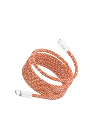 Bix T4cc 65w Usb-c To Usb-c Manyetik Tasarımlı Örgülü Hızlı Şarj Ve Data Kablosu 1 Metre Turuncu