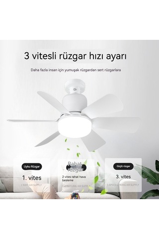 Üçtonlu Sessiz Vidalıkküçük Fan Lambası Beyaz