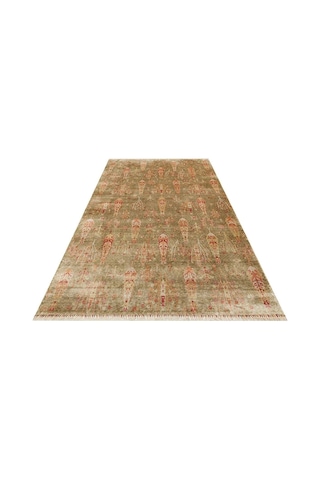 Hoom Rugs Nepal Zr 08 Yün Viskon Tensel Green Autumn Otantik Modern Uşak Halısı Çok Renkli