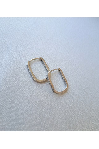 Dali Shop Sıralı Taşlı Dikdörtgen Küpe Gümüş