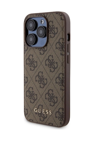 Apple Uyumlu iPhone 14 Pro Kılıf Guess Lisanslı Magsafe Özellikli Kapak + Powerbank 5000mah Kahverengi