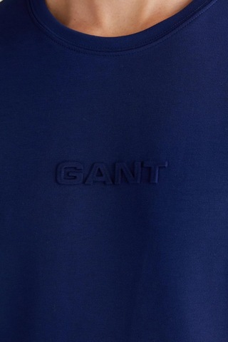 Gant Erkek Mavi Emboss C-neck T-shirt-11407 Mavi