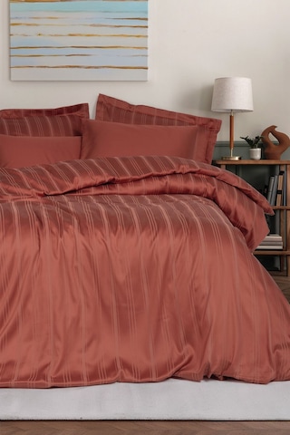 Cotton Box 1901-cb Smart Bambu Ck Saten Nevresım Takımı Strıpe Kıremıt Kiremit