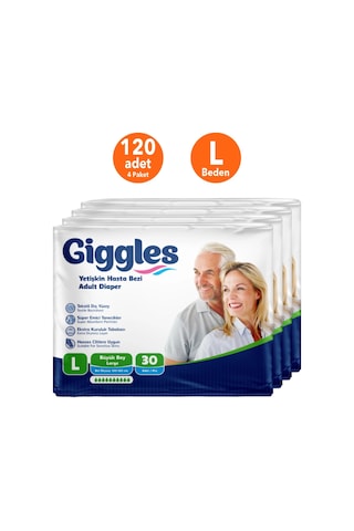 Giggles Yetişkin Bel Bağlamalı Hasta Bezi Large L - 120 Adet Standart