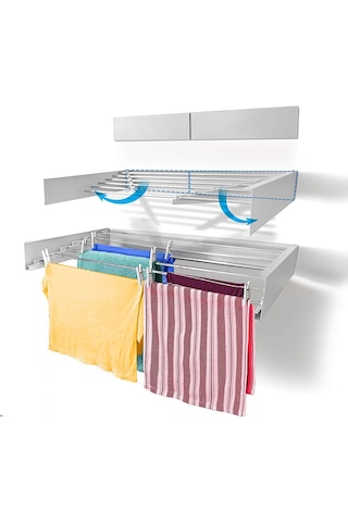 Kurutmalık Çamaşır Askısı - Duvara Monte Çamaşırlık 55 Cm Beyaz