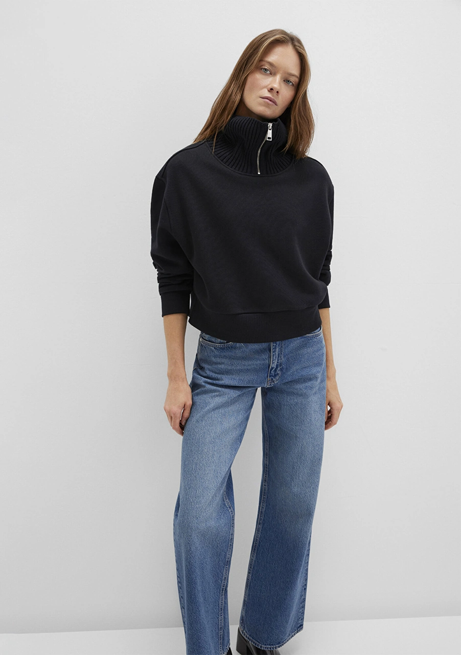 Mavi - Yarı Fermuarlı Dik Yaka Siyah Sweatshirt 1s10434-900 Siyah