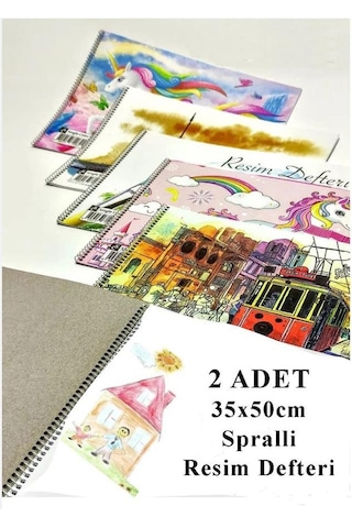 Resim Çantası 35x50 Cm Resim Defteri Palet Fırça Seti 1 Paket Pembe Resim Proje Çantası Fermuarlı Kulplu 37x54 Cm