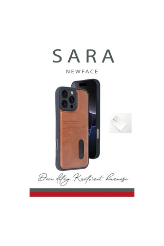 Apple iPhone Uyumlu Uyumlu 16 Pro Kılıf Sara Kartvizitli Deri Kılıf - Taba