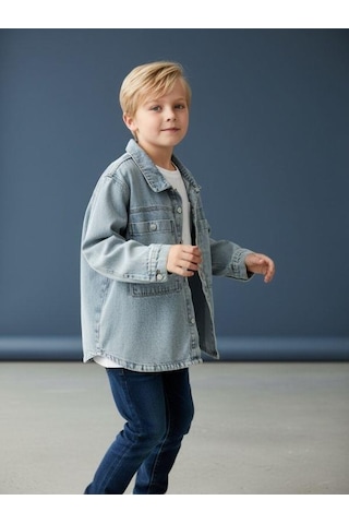 Zekids Erkek Çocuk Cepli Kot Ceket-16657 Mavi