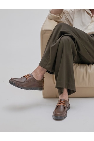 Cabani Kahverengi Hakiki Deri Erkek Comfort Günlük Ayakkabı