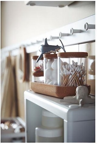 5 Parça Banyo Seti, Cam-Mantar Kapaklar MeridyenDukkan Banyo Düzenleyici Kutular