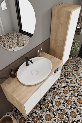 Gül Beyaz 100 Cm Banyo Dolabı+ayna+lavabo+boy Dolabı Beyaz