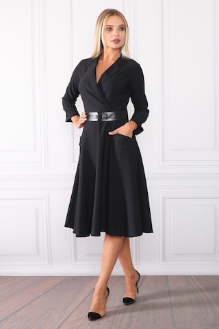 E.T.'S Element'S Kadın Kruvaze Yaka Elbise Siyah