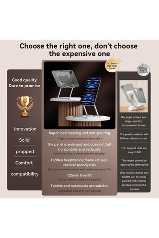 Ebitda Pratik Katlanır Standı H12mini Tablet Destek, Ayarlanabilir Açılar, 13,3 Dizüstü İçin Masaüstü Desteği