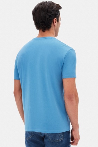 Twn Slim Fit İndigo Düz Kabartma Baskılı T-shirt 4ec148551753m 771