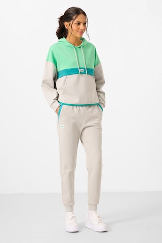 Tommy Life Taş Kapüşonlu Pamuklu Renk Bloklu Kadın Eşofman Takım - 95327 Taş