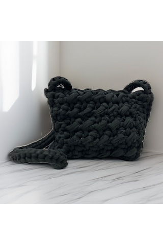 Byehandmade El Yapımı Siyah Renk Küçük Omuz Çantası Siyah