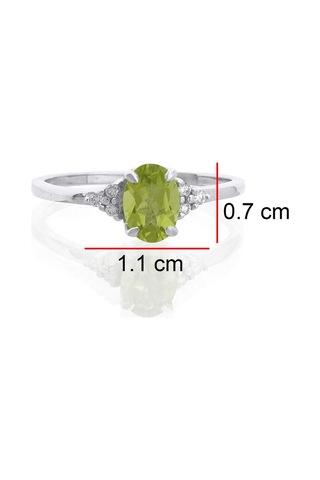 Peridot Oval Tektaş Pırlanta Yüzük Beyaz