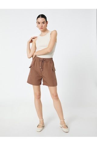 Koton Kargo Cepli Şort Beli Bağlamalı Modal Karışımlı Kahverengi 3sak40154pw 3SAK40154PW532 Kahverengi