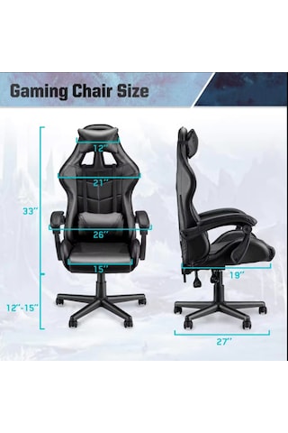 Gri Desen Oyuncu Koltuğu Çok Fonksiyonlu Oyun Sandalyesi Deri