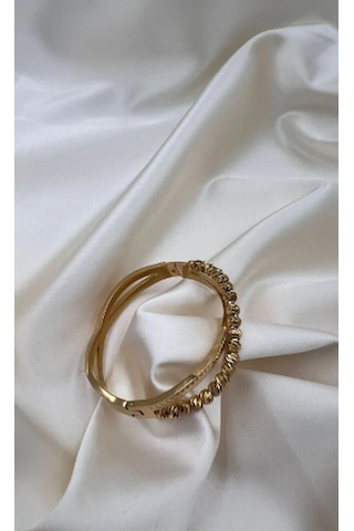 Bb Çelik Tek Sıra Dorkika Kelepçe Bilezik Altın