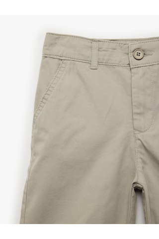 Koton Cep Detaylı Gabardin Kumaş Düğmeli Chino Şort Gri 6skb40156tw