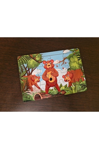 Ayılar Ve Arılar 16 Parça Eğitici Öğretici Ahşap Çocuk Puzzle & Yapboz Bebek Çocuk Oyuncak