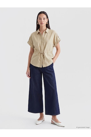 Lcw Everyday Yeşil Bağcıklı Oversize Kadın Gömlek