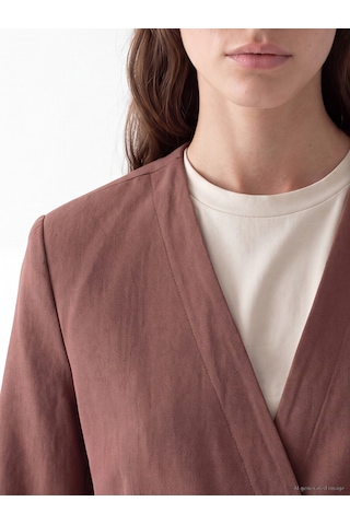 Lcw Modest Kahverengi Kruvaze Yaka Bağlamalı Oversize Kadın Blazer Ceket