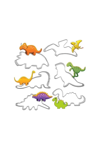 6pca/set Dinozor Kek Modu Bisküvi Kesme Kurabiye Kalıbı - Gümüş