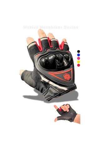 Motiva Works Kırmızı Kısa Yarım Parmak Motosiklet Eldiveni Mw120r
